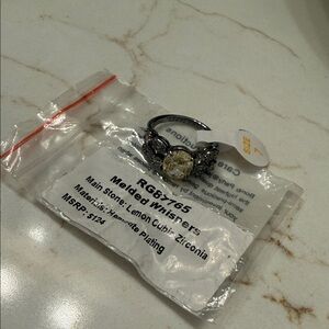 Melded Whispers Silver Ring with Yellow Stone